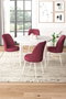 Hanah Home Juego de Mesa y Sillas de Comedor de 5 Piezas Blanco y Burdeos Aglomerado Melamina Patas Metal Tela Jerry